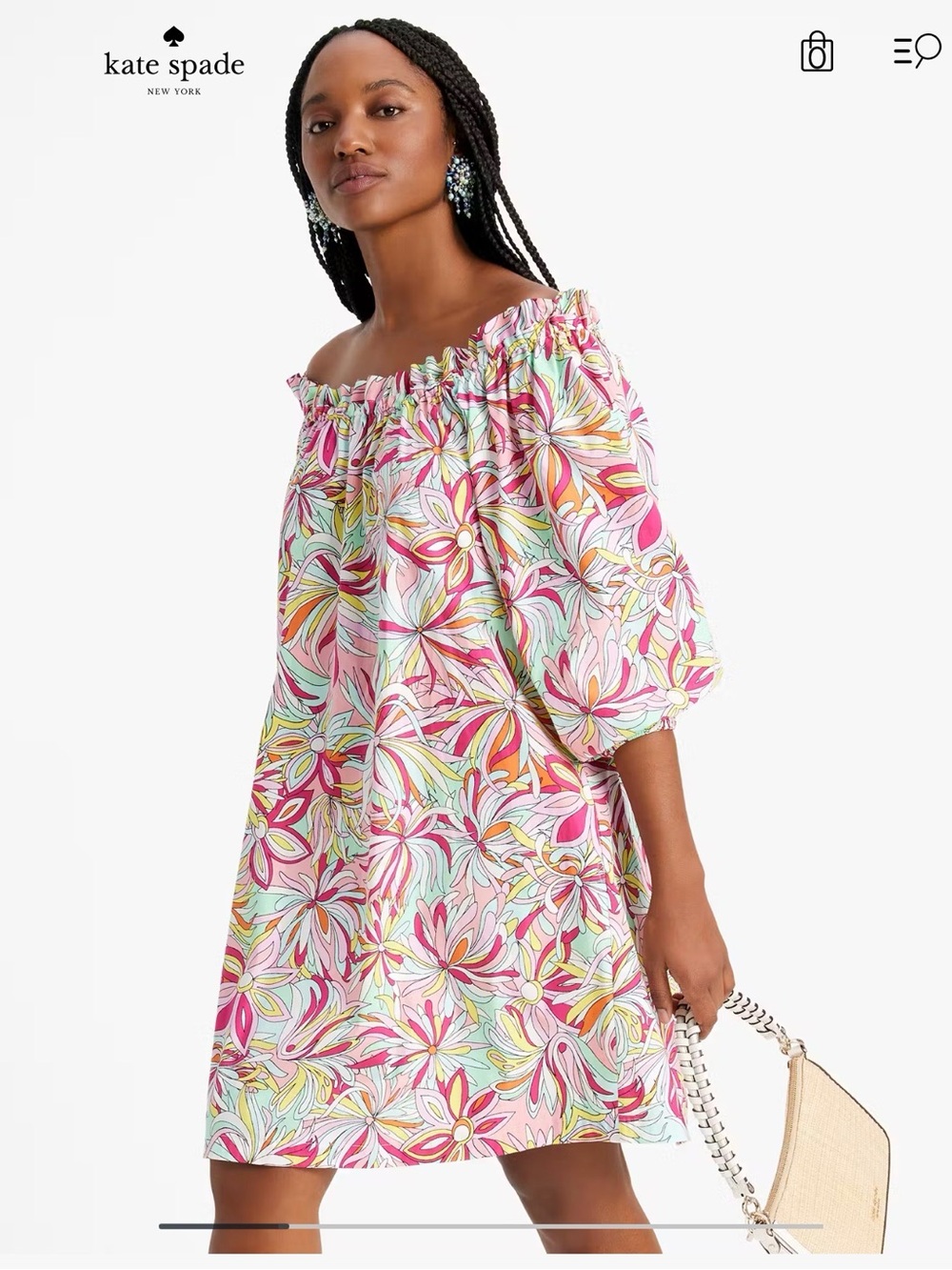 Kate Spade Anemone Floral Off-the-shoulder Dress